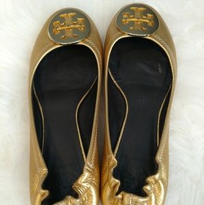 Tory Burch Gold Reva Flats